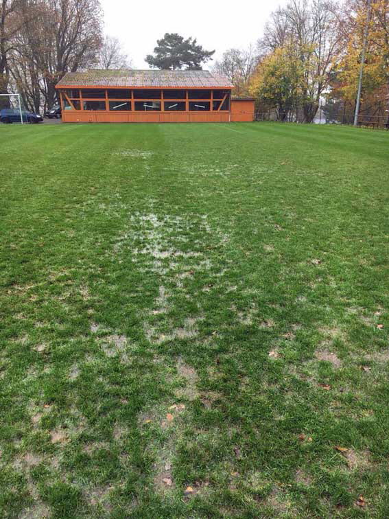 Sportplatz unter Wasser
